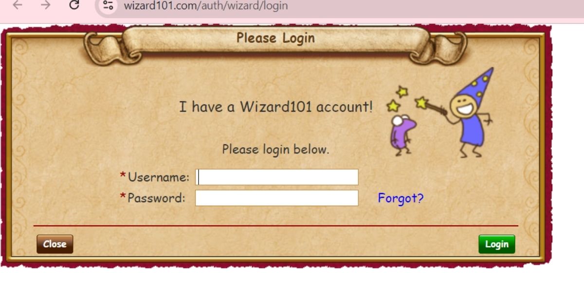 Wizard101 Login Page